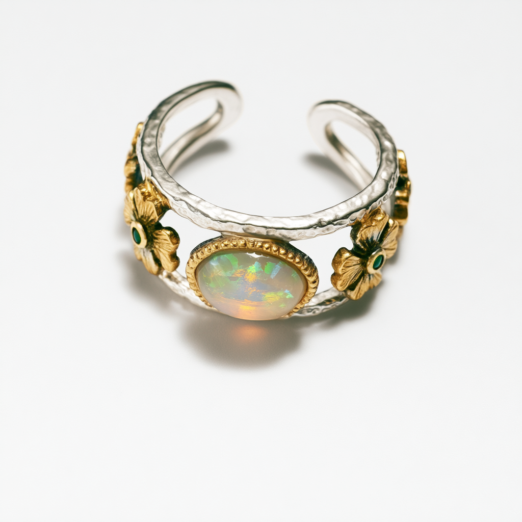 Moonlit Opal Garden Ring